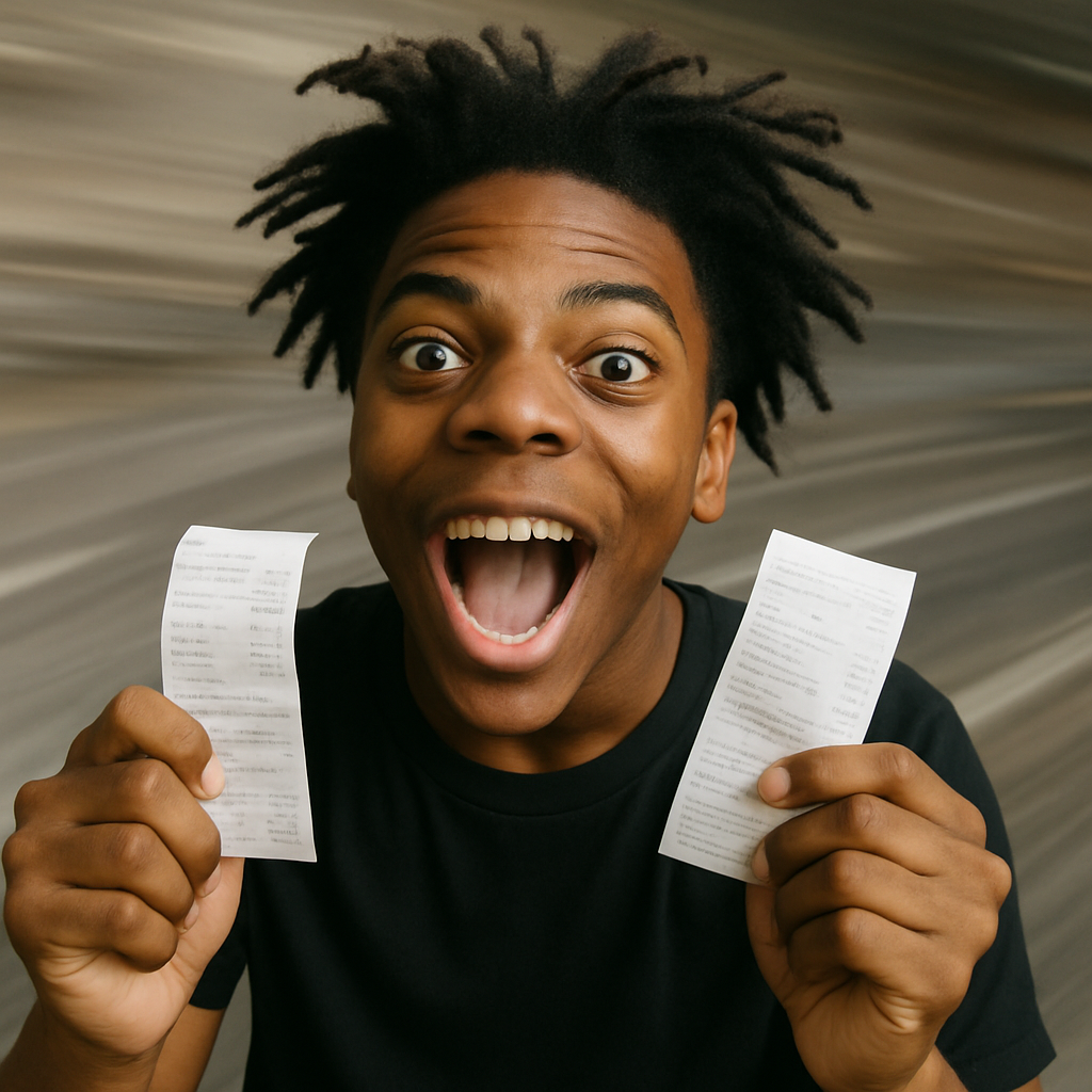 Excited content creator celebrating with team success